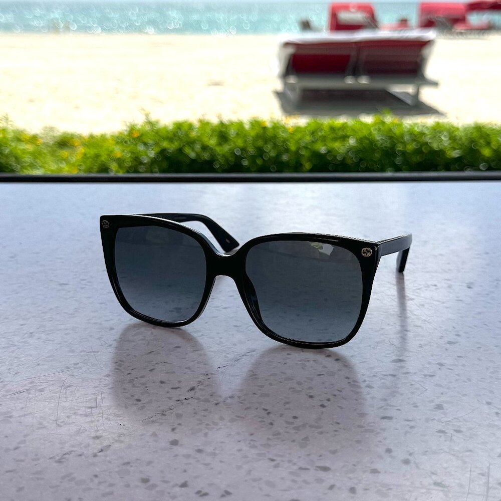 Gucci GG0022S 001 Black Black Grey Sunglasses Women - Picture 2 of 13
